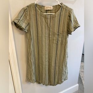 Anthropologie Cloth and Stone Green Striped Shirt Dress size small